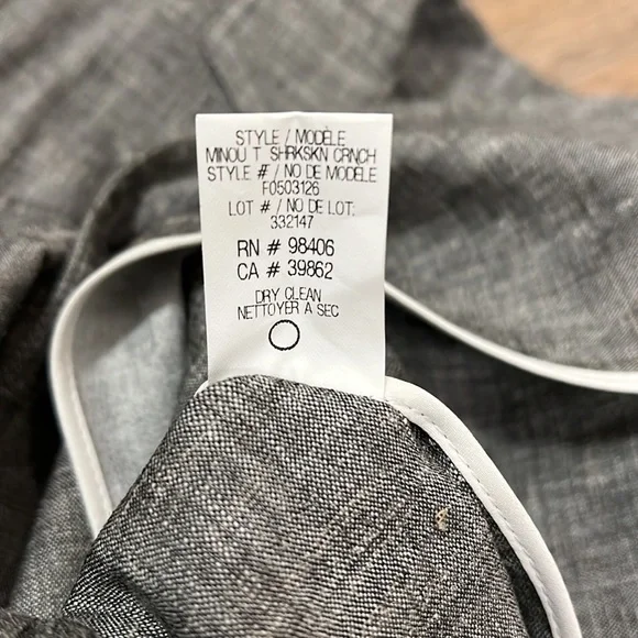 NEW Theory Minou T Linen Blend Blazer, Sharkskin Crunch, Black and Ivory